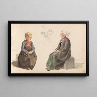 Adolph Tidemand - Jente i hverdagsdrakt Voss kvinnehode Guro Vossebakken.webp