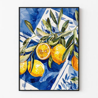 Affiche décoration cuisine - Citrons et Feuilles d'Olivier