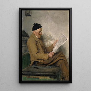Albert Anker - Farmer Reading on the Stove Bench.webp