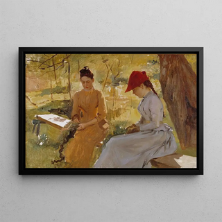 Albert Edelfelt - The Artists Sisters Annie and Berta Binding Garlands.webp