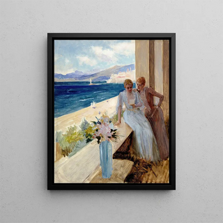 Albert Edelfelt - The Artists Wife And Emilie Von Etter On The Balcony In Cannes.webp