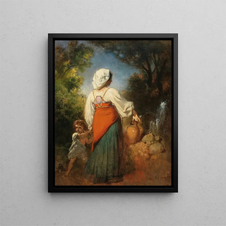 Anton Romako - Italienerin mit Kind am Brunnen.webp