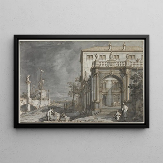 Antonio Canaletto - Capriccio A Palace with a Courtyard by the Lagoon.webp