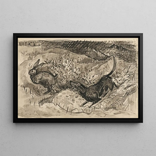 Arnold Peter WeiszKubnan - Hunting scene Hare and dog.webp