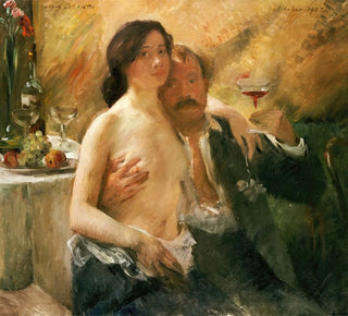 Autoportrait avec sa femme Charlotte Berend-Corinth et un verre de sekt - Lovis Corinth