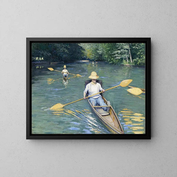 Maalauksen jäljennös Canoë sur la rivière Yerres - Gustave Caillebotte