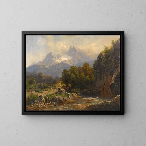 Vue sur le Watzmann - Carl Millner — kehystetty taideteos seinällä