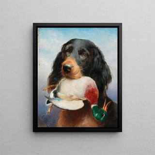 Carl Reichert - Gordon Setter with Mallard Duck.webp