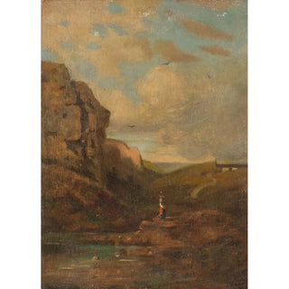 Carl Spitzweg - Zugeschrieben Kleine Landschaft mit Sennerin.webp