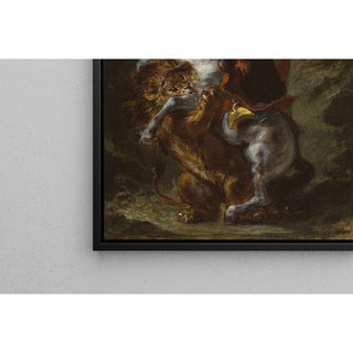 Cavalier arabe attaqué par un lion - Eugène Delacroix | Reproduction Tableau Décoration murale affiche copie