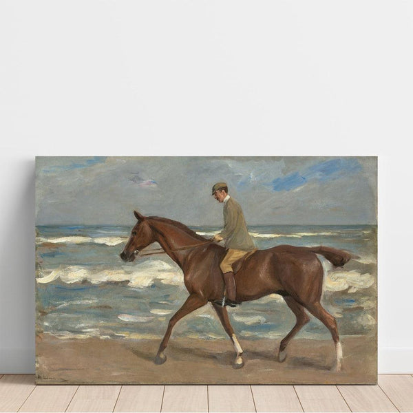 Maalauksen jäljennös Cavalier sur la plage à gauche - Max Liebermann