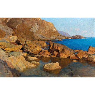 Côte rocheuse près de Nervi au soleil du soir - Alfred Zoff | Reproduction Tableau Décoration murale affiche copie