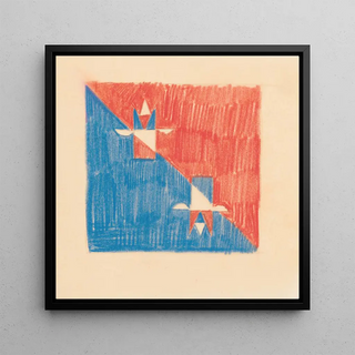 Croquis divers pour dessus de table incrustés Design avec motif cubique rouge et bleu - Winold Reiss