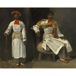 Deux études d'un indien de Calcutta, assis et debout - Eugène Delacroix | Reproduction Tableau Décoration murale affiche copie