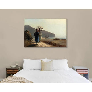 Deux femmes causant au bord de la mer, Saint Thomas - Camille Pissarro | Reproduction Tableau Décoration murale affiche copie