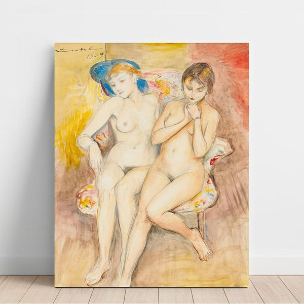 Maalauksen jäljennös Kaksi tyttöä tuolilla - Nils Dardel