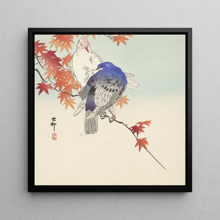 Deux pigeons sur une branche automnale - Ohara Koson