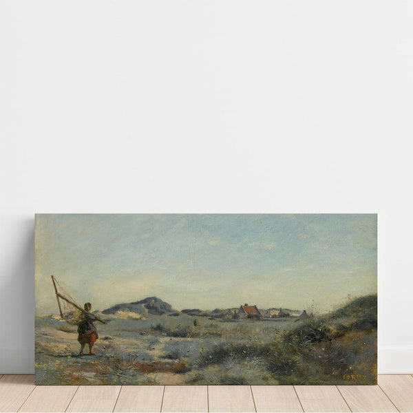 Maalauksen jäljennös Dunkerque Maalaus. Jean-Baptiste-Camille Corot'n katkarapankutoja