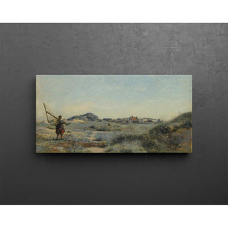 Dunkerque. Une pêcheuse de crevettes de Jean-Baptiste-Camille Corot | Reproduction Tableau Décoration murale affiche copie