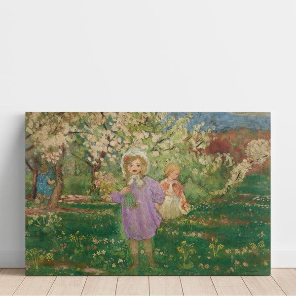 Maalauksen jäljennös Lasten maalaus kukkivassa hedelmämässä - Henri Lebasque