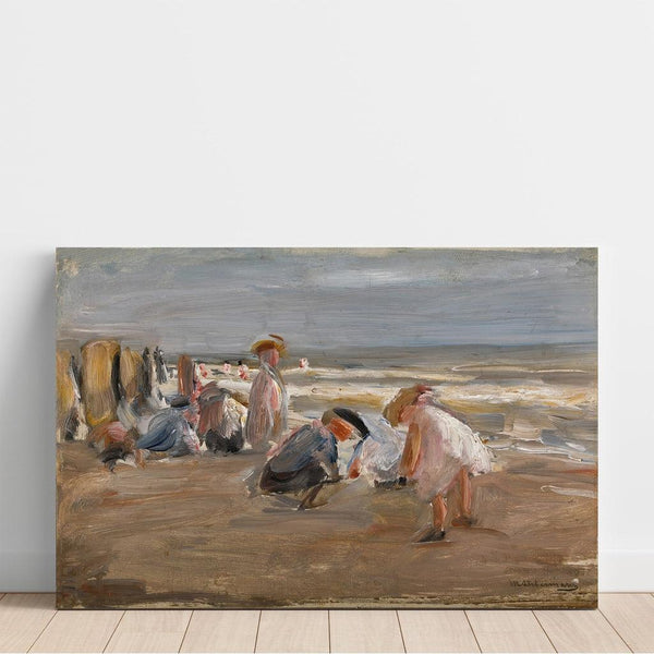 Maalauksen jäljennös Lasten leikkimässä rannalla - Max Liebermann
