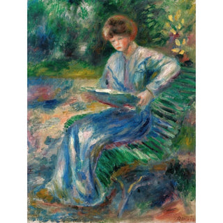 Femme Lisant sur un Banc - Pierre-Auguste Renoir | Reproduction Tableau Décoration murale affiche copie