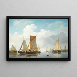 Frans Jacobus Van Den Blyk - Estuary With Vessels In Calm Water.webp