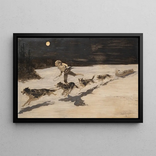 Frederic Remington - Huskie Dogs on the Frozen Highway Talking Musquash.webp