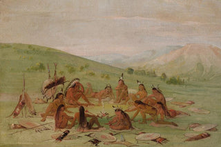 George Catlin - Foot War Party In Council Mandan.webp
