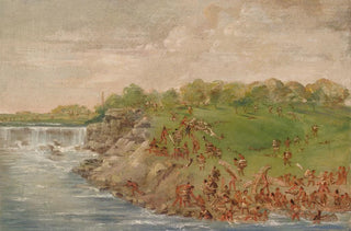 George Catlin - Ojibwa Portaging Around The Falls Of St Anthony.webp