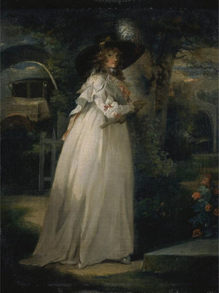 George Morland - Portrait of a Girl in a Garden.webp