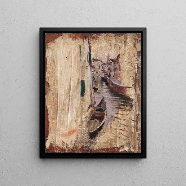 Näkymä venetsialaisesta kanavasta - Giovanni Boldini — kehystetty taideteos seinällä
