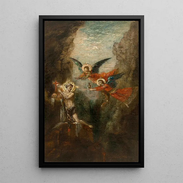 Pyhimys erämaassa - Gustave Moreau — kehystetty taideteos seinällä
