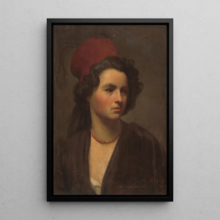 Gyula Benczr - Portrait of a girl in a red scarf.webp