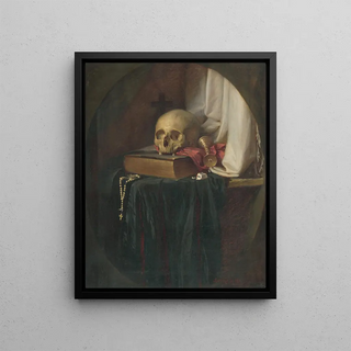 Gyula Benczr - Still life with a skull and a book.webp