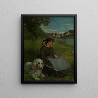 Hans Thoma - Agathe with white dog.webp