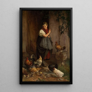 Hans Thoma - Feeding chickens.webp