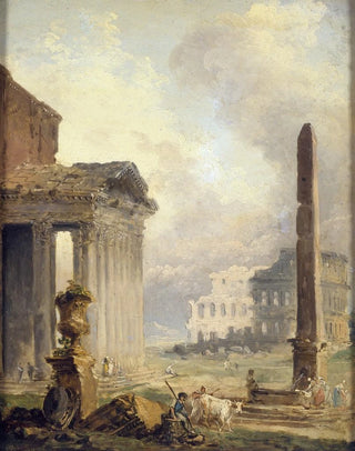 Hubert Robert - Ruines romaines le Forum avec le Colise et lOblisque.webp