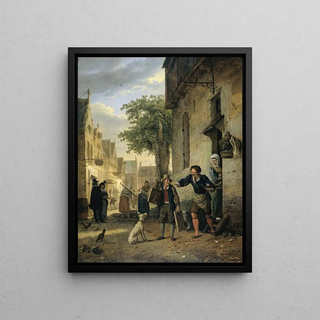 Ignatius Josephus Van Regemorter - Jan Steen Sends his Son to the Streets to Exchange Paintings for Beer and Wine.webp