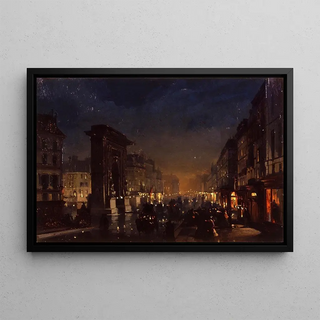 Ippolito Caffi - Boulevard et Porte Saint Denis Olio su Cartoncino Intelato.webp