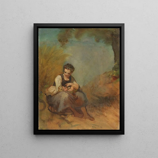 Jakob Becker - Study of a Young Woman with an Infant.webp