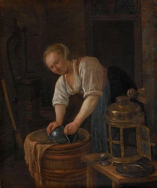 Jan Steen - Woman scouring metalware.webp