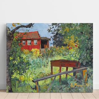 Jardin avec maison rouge - Edvard Munch | Reproduction Tableau Décoration murale affiche copie