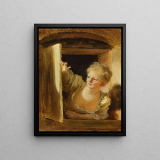 JeanHonor Fragonard - A young woman leaning out of a window.webp