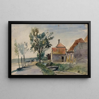 Johan Barthold Jongkind - A Stream Running between Houses and a Road.webp