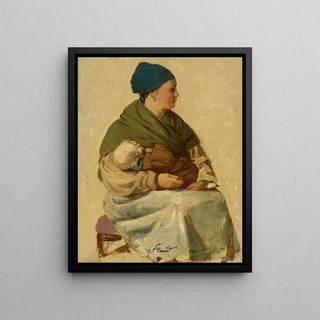Johann Grund - Sitzende Frau mit Kind Studie.webp