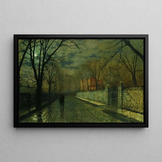 John Atkinson Grimshaw - Figures In A Moonlit Lane After Rain.webp