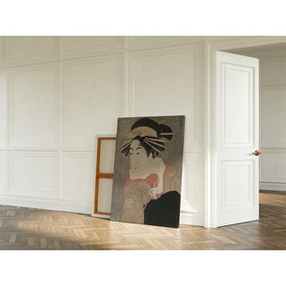 L'acteur Matsumoto Yonesaburō dans le rôle de Shinobu, posant en courtisane Kewaizaka no Shōshō, dans la pièce Un mélange d'histoires de vengeance - Tōshūsai Sharaku | Reproduction Tableau Décoration murale affiche copie