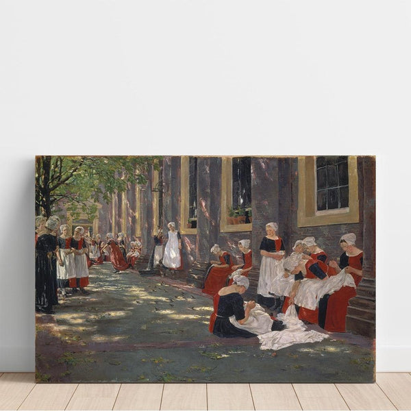 Maalauksen jäljennös La Cour de l’orphelinat à Amsterdam - Max Liebermann
