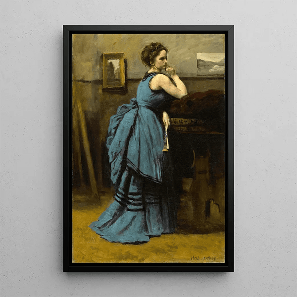 Maalauksen jäljennös La Dame en bleu de Jean-Baptiste-Camille Corot